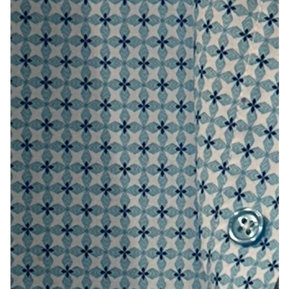 Nick Graham Blue Geometric Short Sleeve Button Shirt Mens XXL Stretch Modern Fit - Picture 4 of 5